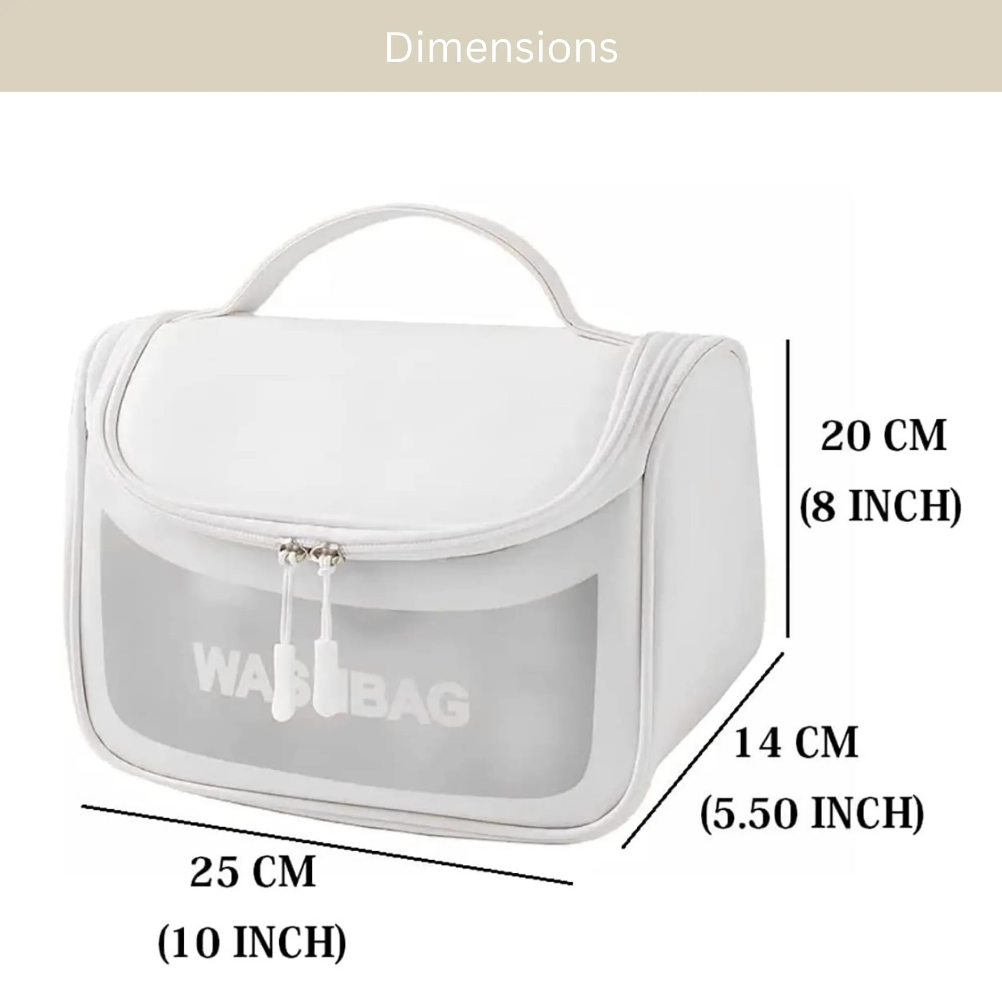 Allure Transparent Travel Toiletry Bag - White