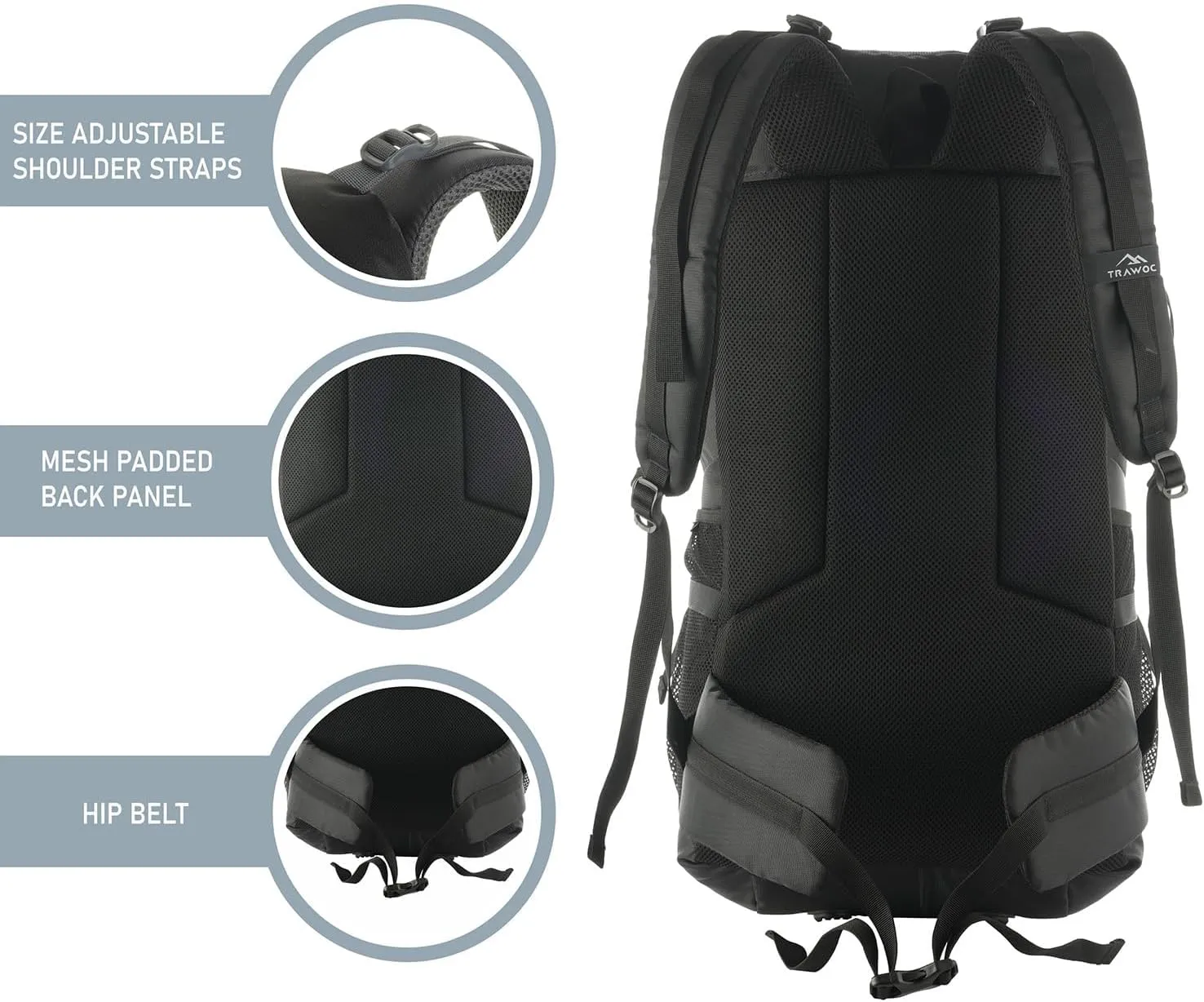 ALPHA 50 Litre Travel Backpack Water Resistant Daypack Bag for Cycling Trekking Hiking Camping for Men & Women,Grey