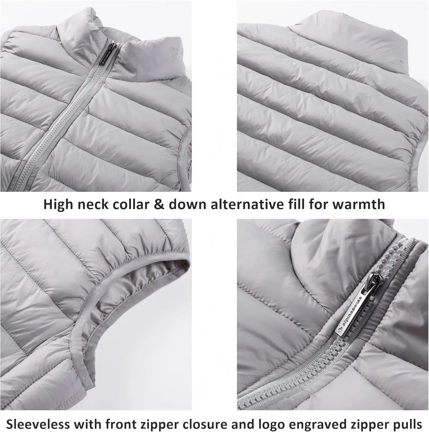 Alpine Swiss Jodie Womens Puffer Vest Lightweight Packable Down Alternative Vest Jacket