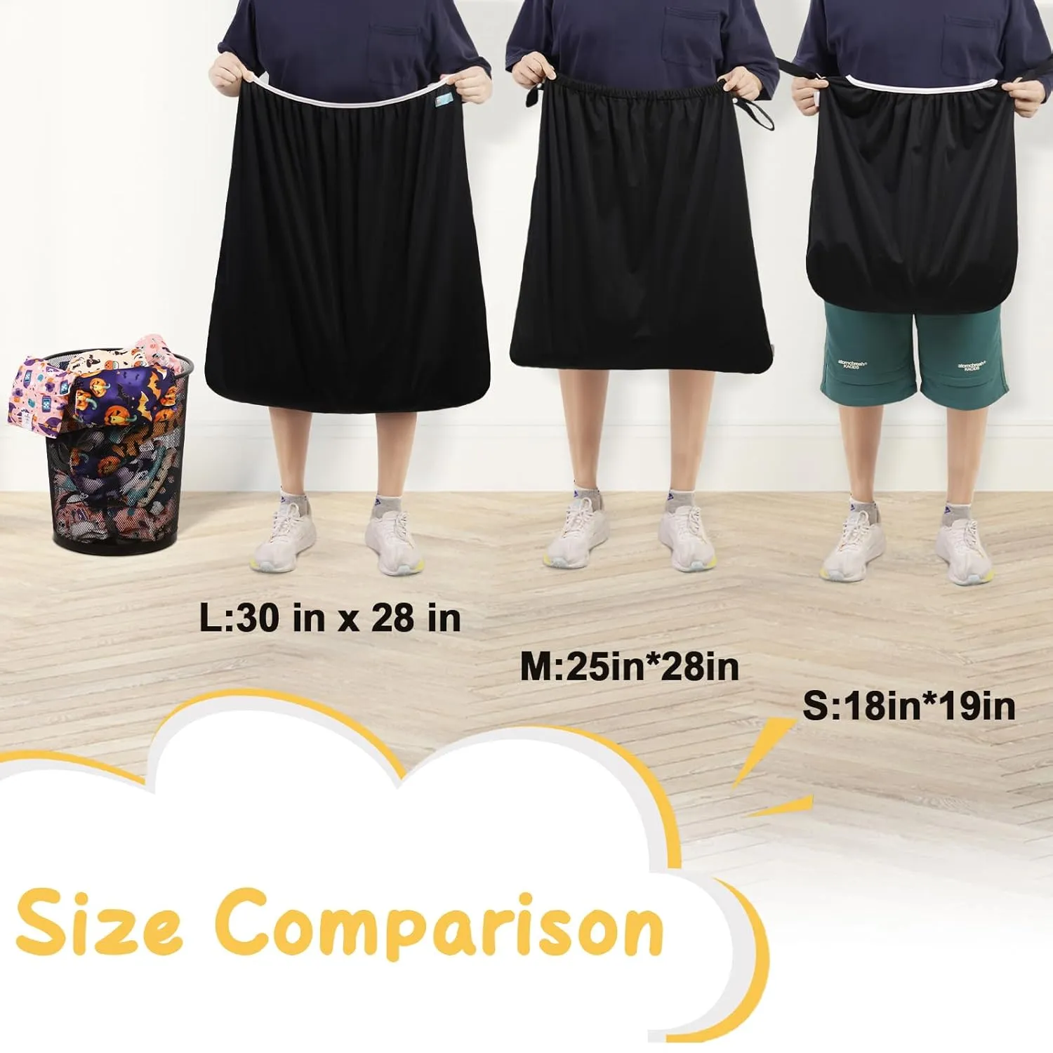 ALVABABY 2 Pack Reusable Diaper Pail Liner for Cloth Diaper,Rubbish Bag,Laundry,Fits for 13.3 Gallon Trash Can and Diaper Pails,Kitchen Garbage Cans Black  Gray PL-B2629
