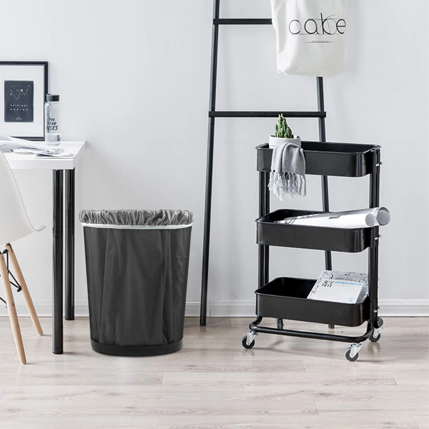 ALVABABY 2 Pack Reusable Diaper Pail Liner for Cloth Diaper,Rubbish Bag,Laundry,Fits for 13.3 Gallon Trash Can and Diaper Pails,Kitchen Garbage Cans Black  Gray PL-B2629