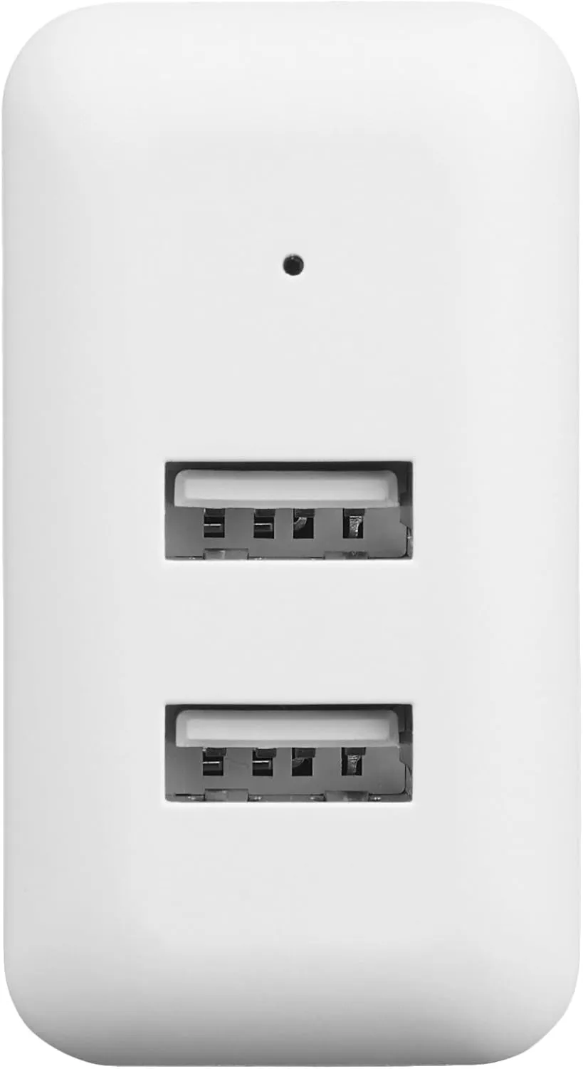 Amazon Basics 24W Two Port USB-A Wall Charger (12W, 2.4A per port) for Phones (iPhone 16/15/14/13/12/11/X, Samsung, and more), non-PPS, White