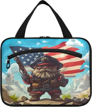 American Flag and Dwarf Travel Toiletry Bag for Women & men Hanging Portable Toiletry Bag Large Capacity Travel Bag for Hold Cosmetics Skin Care Products Toiletries Large
