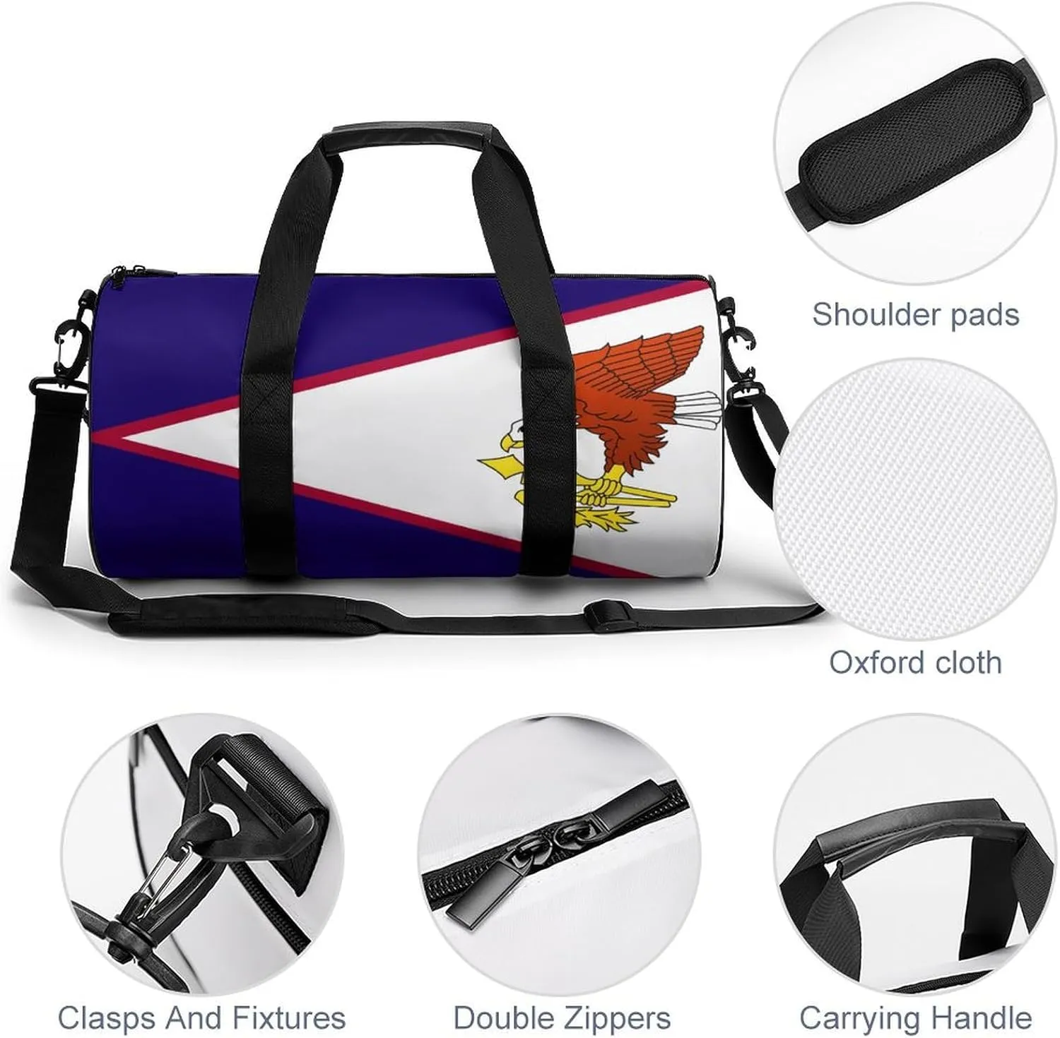 American Samoa Flag Waterproof Gym Bag with Dry Wet Separation for Men Women Sports Travel Weekender