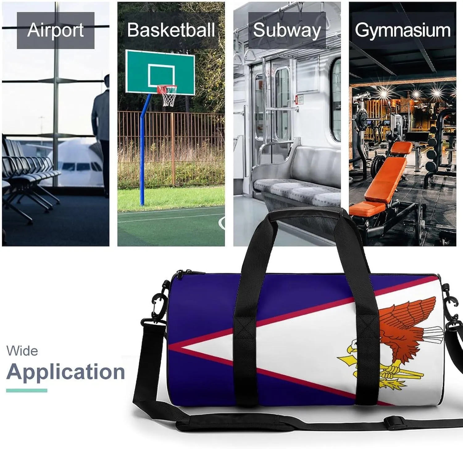 American Samoa Flag Waterproof Gym Bag with Dry Wet Separation for Men Women Sports Travel Weekender