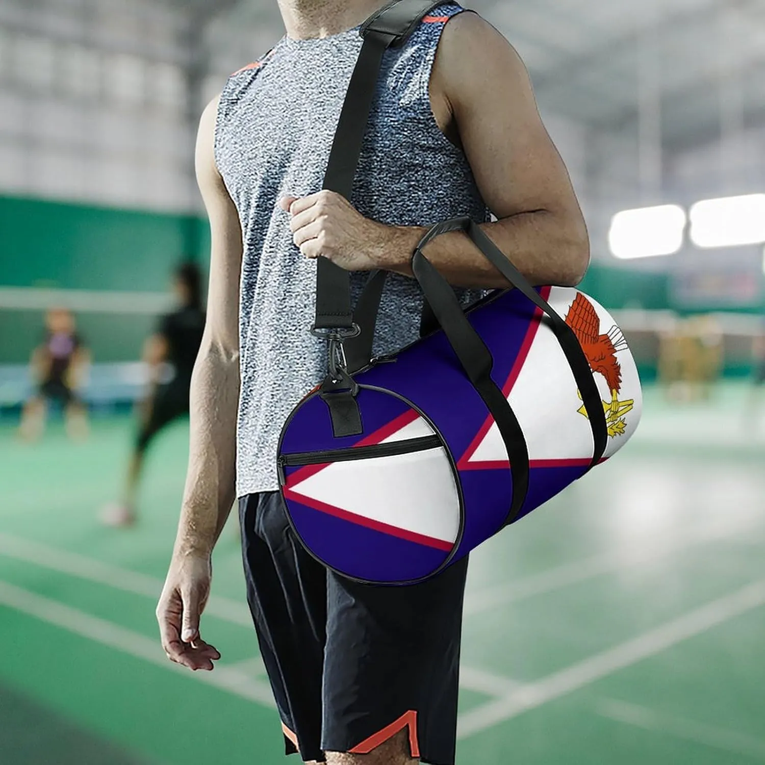 American Samoa Flag Waterproof Gym Bag with Dry Wet Separation for Men Women Sports Travel Weekender