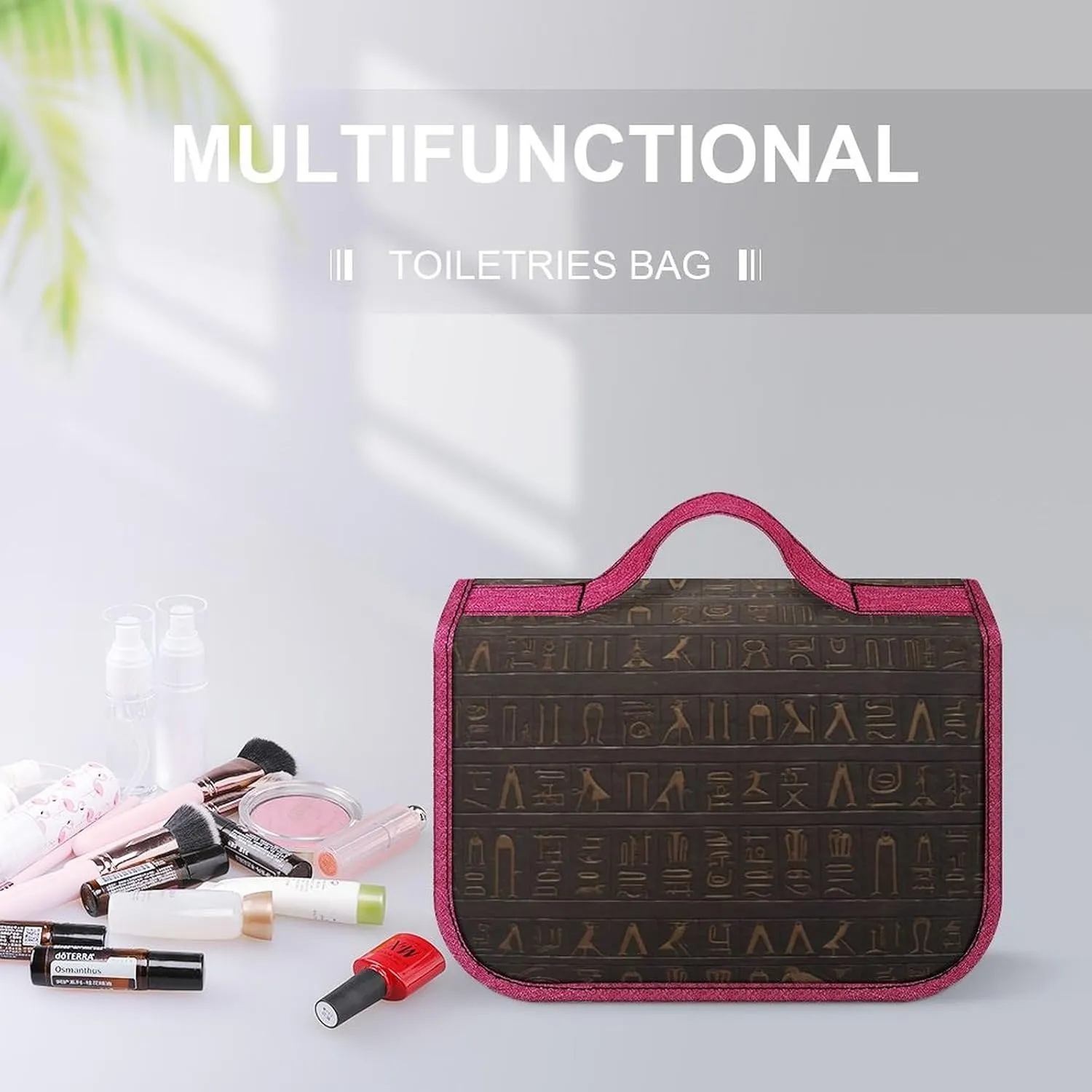 Ancient Egyptian Hieroglyph Travel Toiletry Bag for Women,Hanging Toiletry Organizer with Hook, Makeup Bag Travel Organizer for Shampoo,Toiletriesl