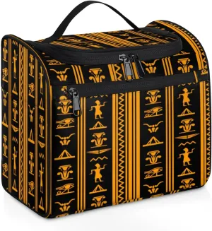 Ancient Egyptian Pattern Travel Toiletry Bag for Men Large Dopp Kit Hanging Toiletry Bags for Traveling Women Travel Cosmetic Makeup Organizer Shower Bathroom Bag