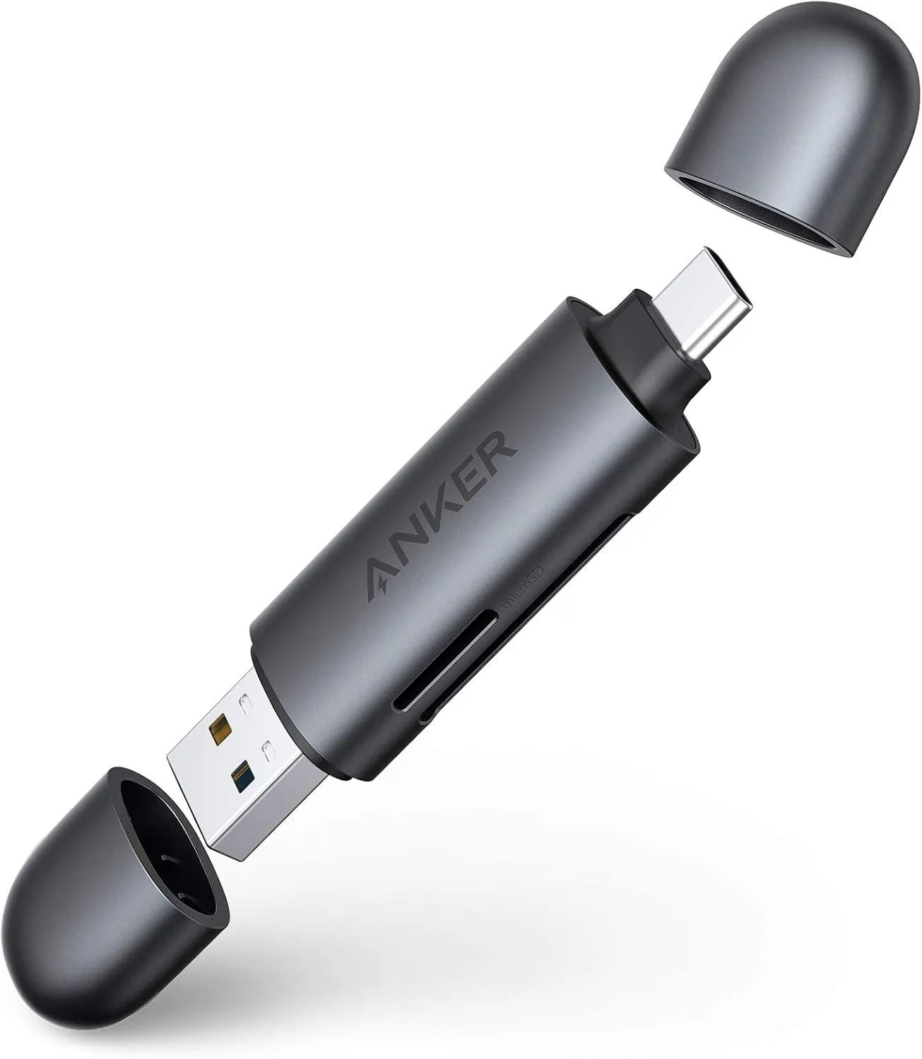 Anker USB-C and USB 3.0 SD Card Reader, PowerExpand  2-in-1 Memory Card Reader with Dual Connectors, for SDXC, SDHC, (Micro)SD, MMC, RS-MMC, Micro SDXC, Micro SDHC, and UHS-I