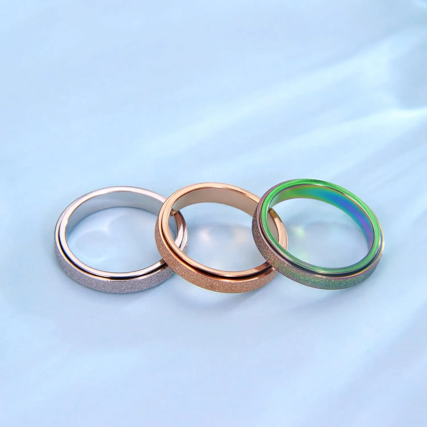 Anxiety Spinner Ring: Fidget Ring for Women - Anti-Anxiety Gift for Teen Girls & Boys (Size 6-10)
