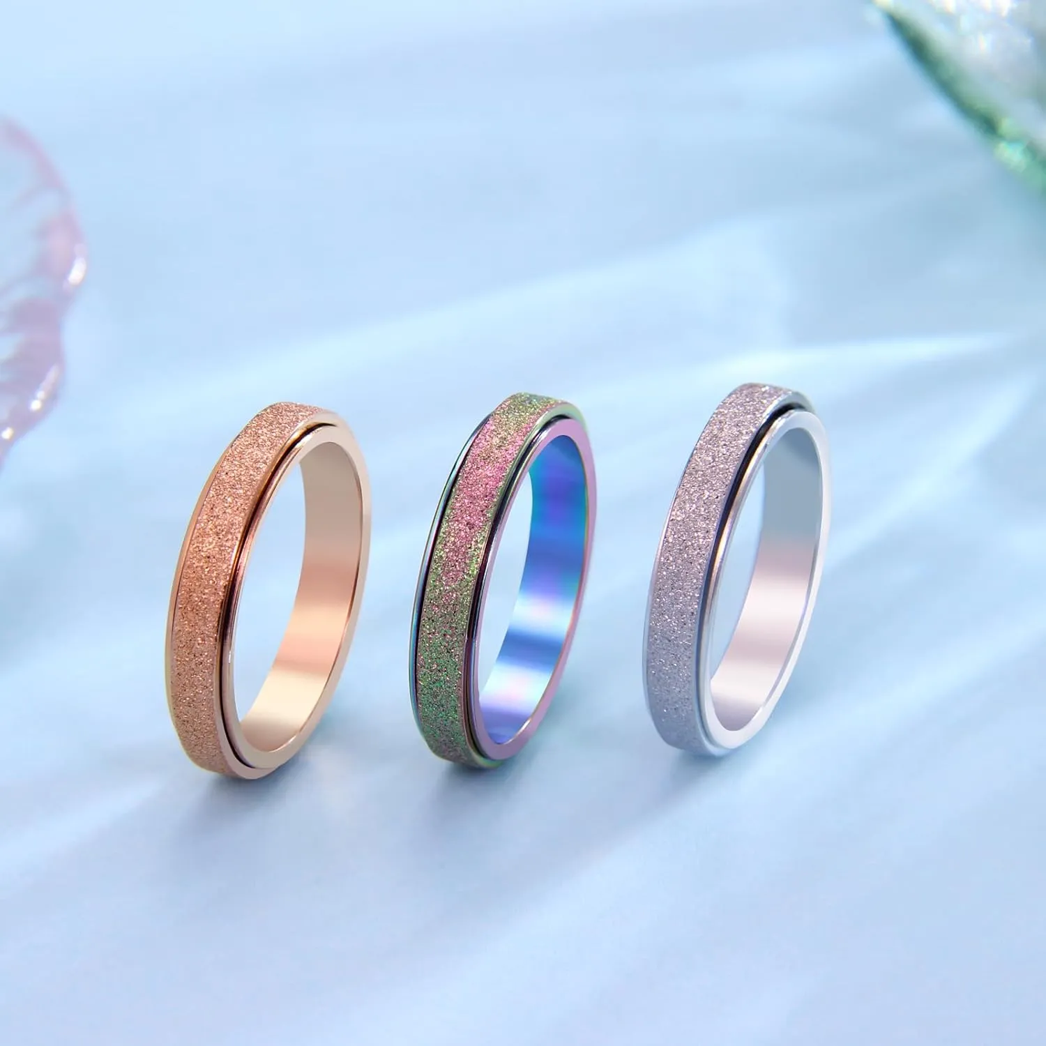 Anxiety Spinner Ring: Fidget Ring for Women - Anti-Anxiety Gift for Teen Girls & Boys (Size 6-10)