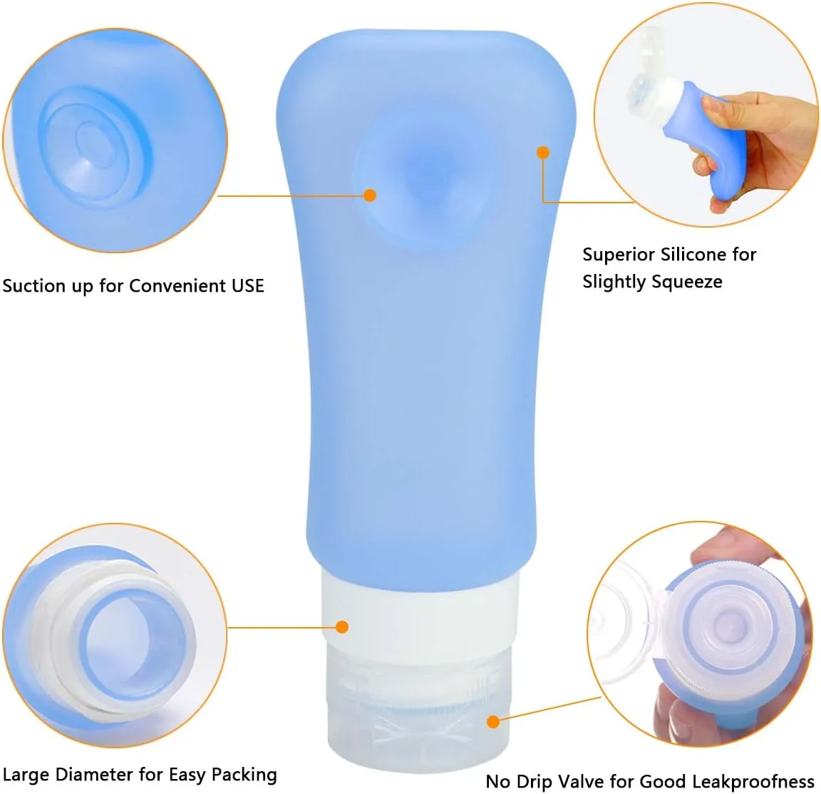 AOUTACC 5 Pack TSA Approved Travel Bottles Sets, 3 Ounce Leakproof Silicone Toiletry Tubes Travel Containers Travel Size Bottles Portable Leakproof for Shampoo Lotion Toiletries