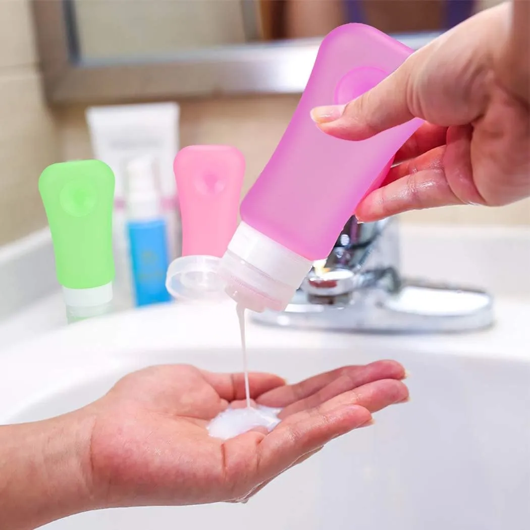 AOUTACC 5 Pack TSA Approved Travel Bottles Sets, 3 Ounce Leakproof Silicone Toiletry Tubes Travel Containers Travel Size Bottles Portable Leakproof for Shampoo Lotion Toiletries