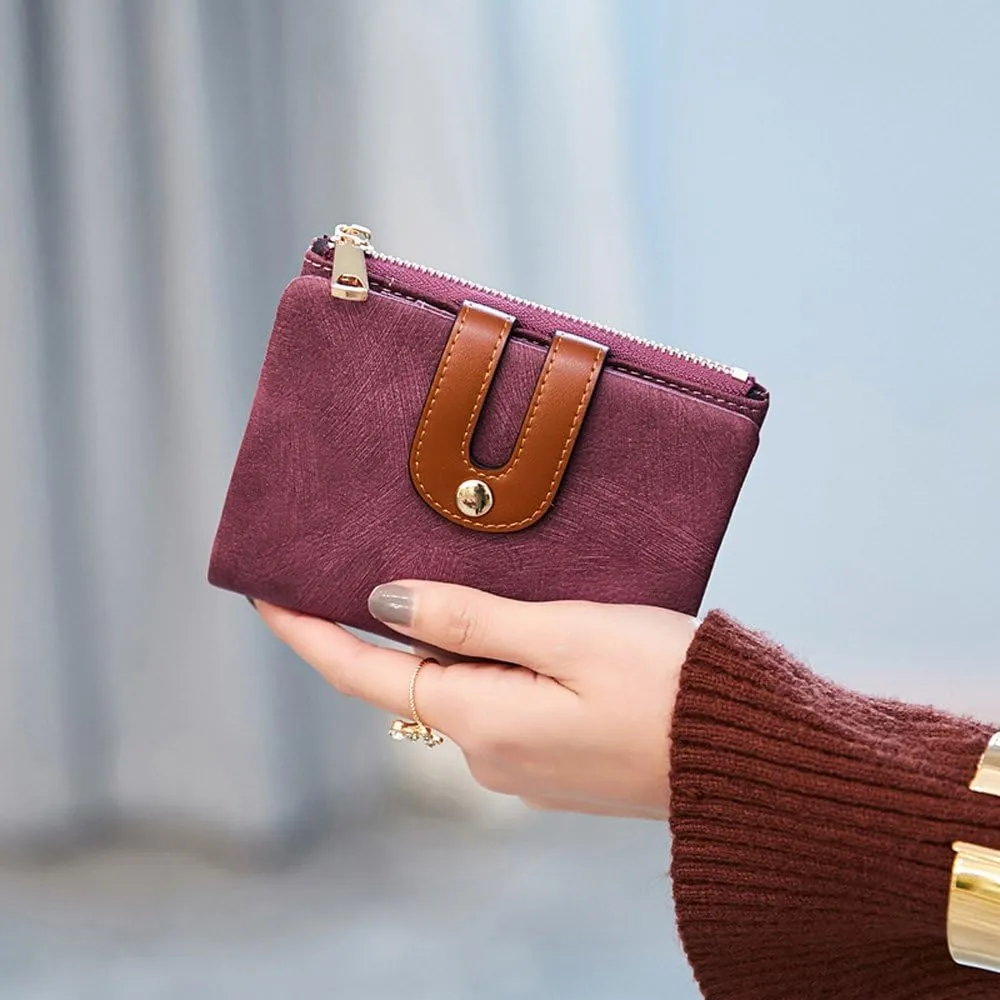AOXONEL Women's Rfid Small Bifold Leather Wallet Ladies Mini Zipper Coin Purse id card Pocket,Slim Compact Thin