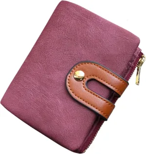 AOXONEL Women's Rfid Small Bifold Leather Wallet Ladies Mini Zipper Coin Purse id card Pocket,Slim Compact Thin