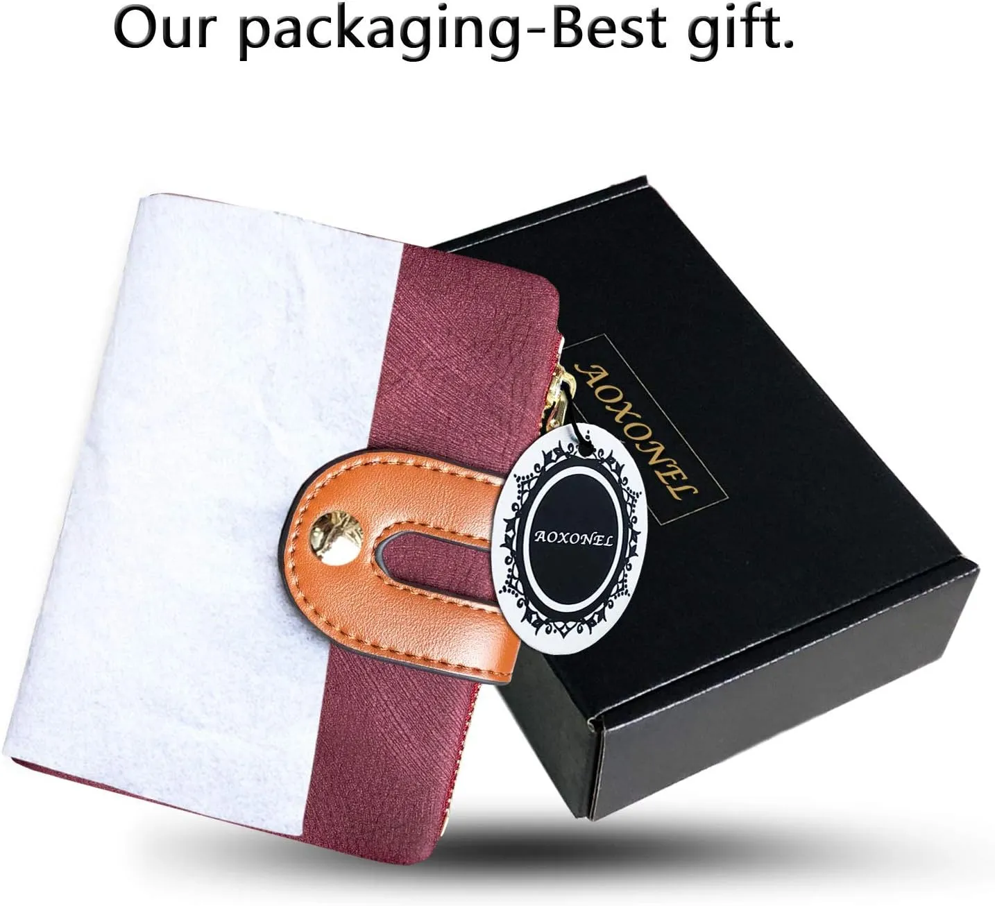 AOXONEL Women's Rfid Small Bifold Leather Wallet Ladies Mini Zipper Coin Purse id card Pocket,Slim Compact Thin