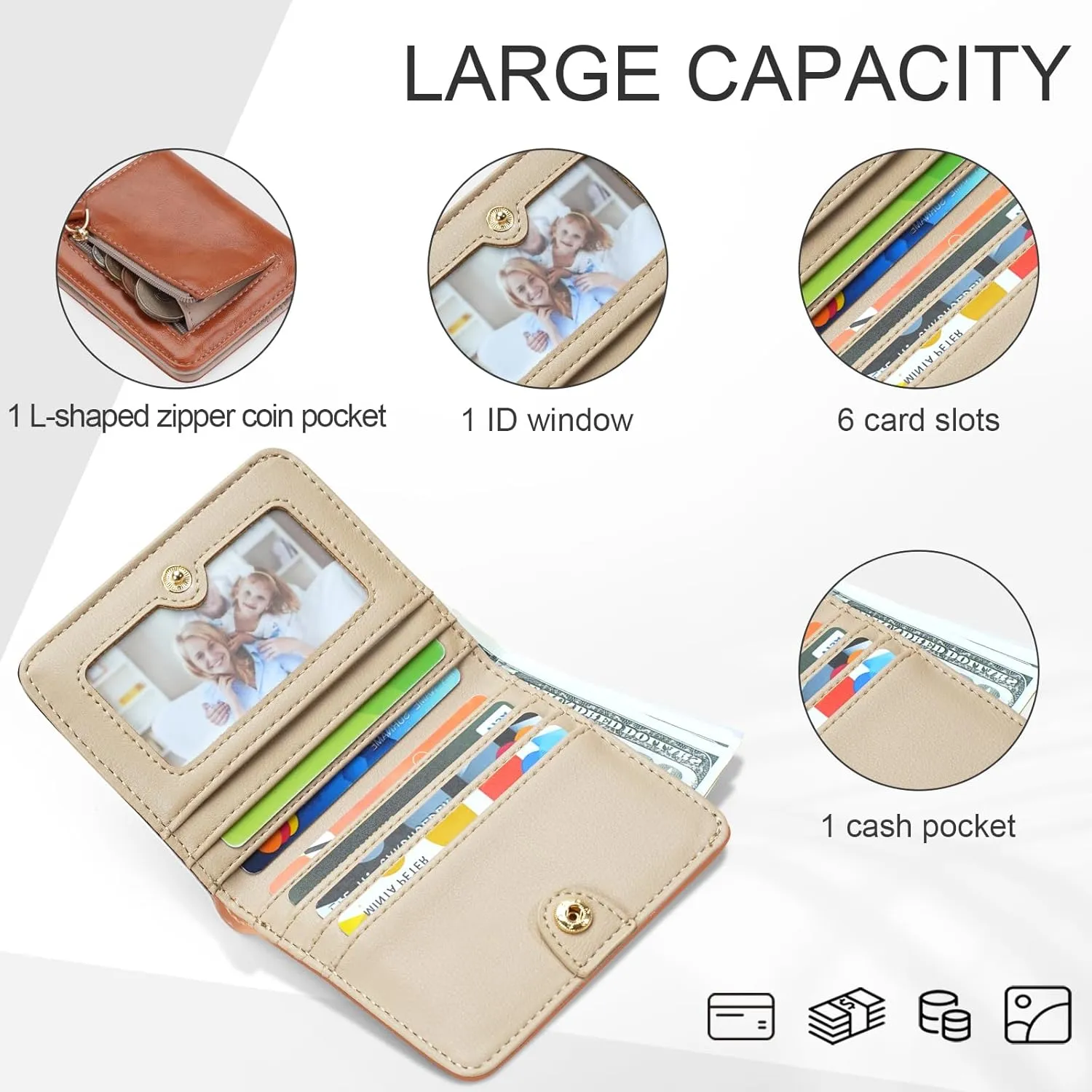 APHISON Womens Wallet, Slim Small Wallet for Women Men RFID Wallet Women Sunflower Leather ID Credit Card Holder whit Zipper Coin Pocket Bifold Compact Wallet