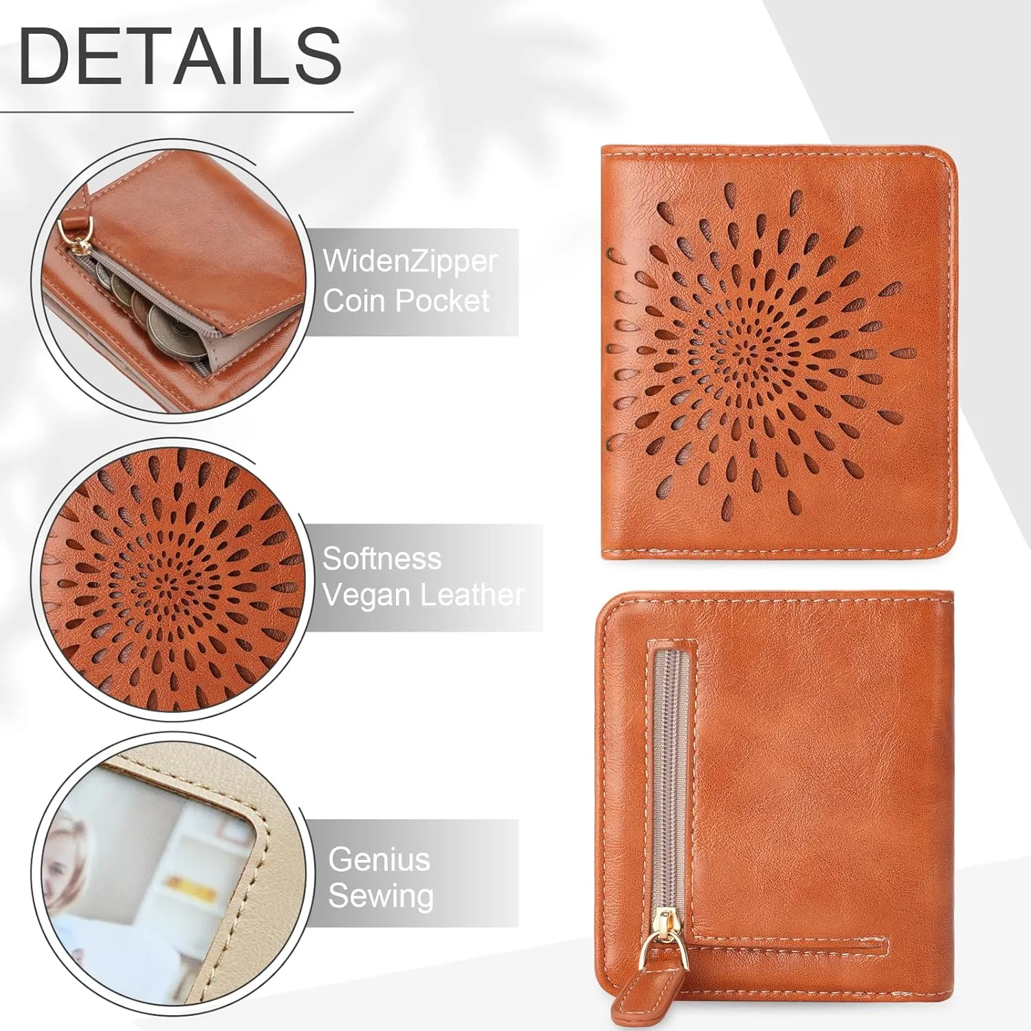 APHISON Womens Wallet, Slim Small Wallet for Women Men RFID Wallet Women Sunflower Leather ID Credit Card Holder whit Zipper Coin Pocket Bifold Compact Wallet