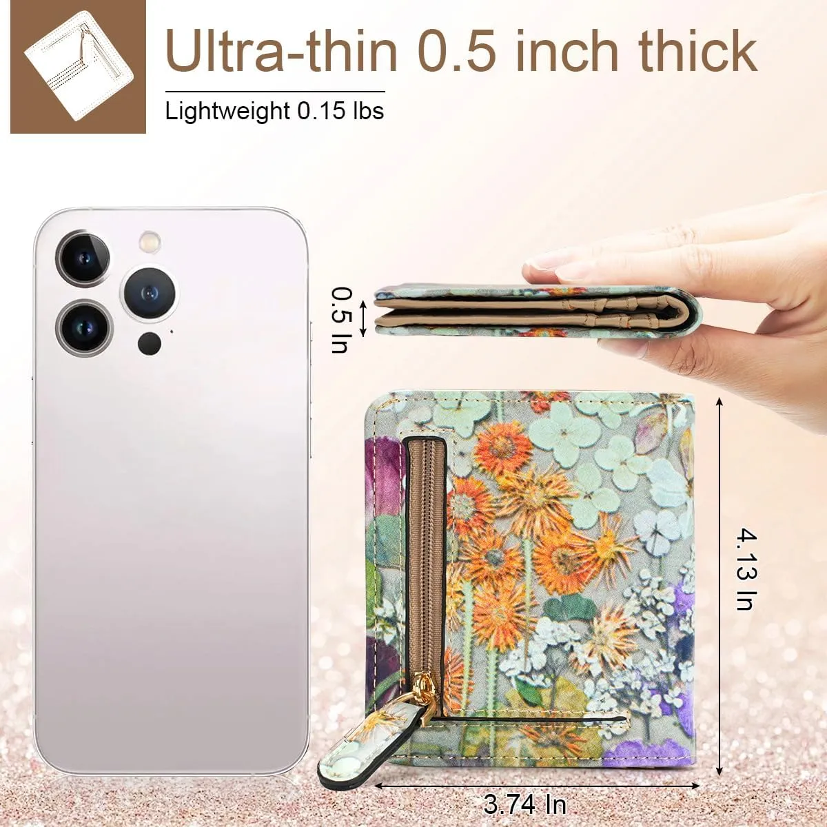 APHISON Womens Wallet, Slim Small Wallet for Women RFID Wallet Women Cartoon Microfiber Leather with ID Credit Card Holder Zipper Coin Pocket Bifold Compact Wallet