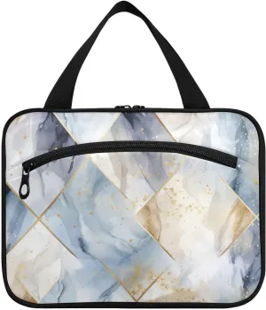 Argyle Mystery Blue Marble Golden hanging bags for traveling women with hook, designer multifunctional kit bag for travel make up gym maleta para maquillaje M