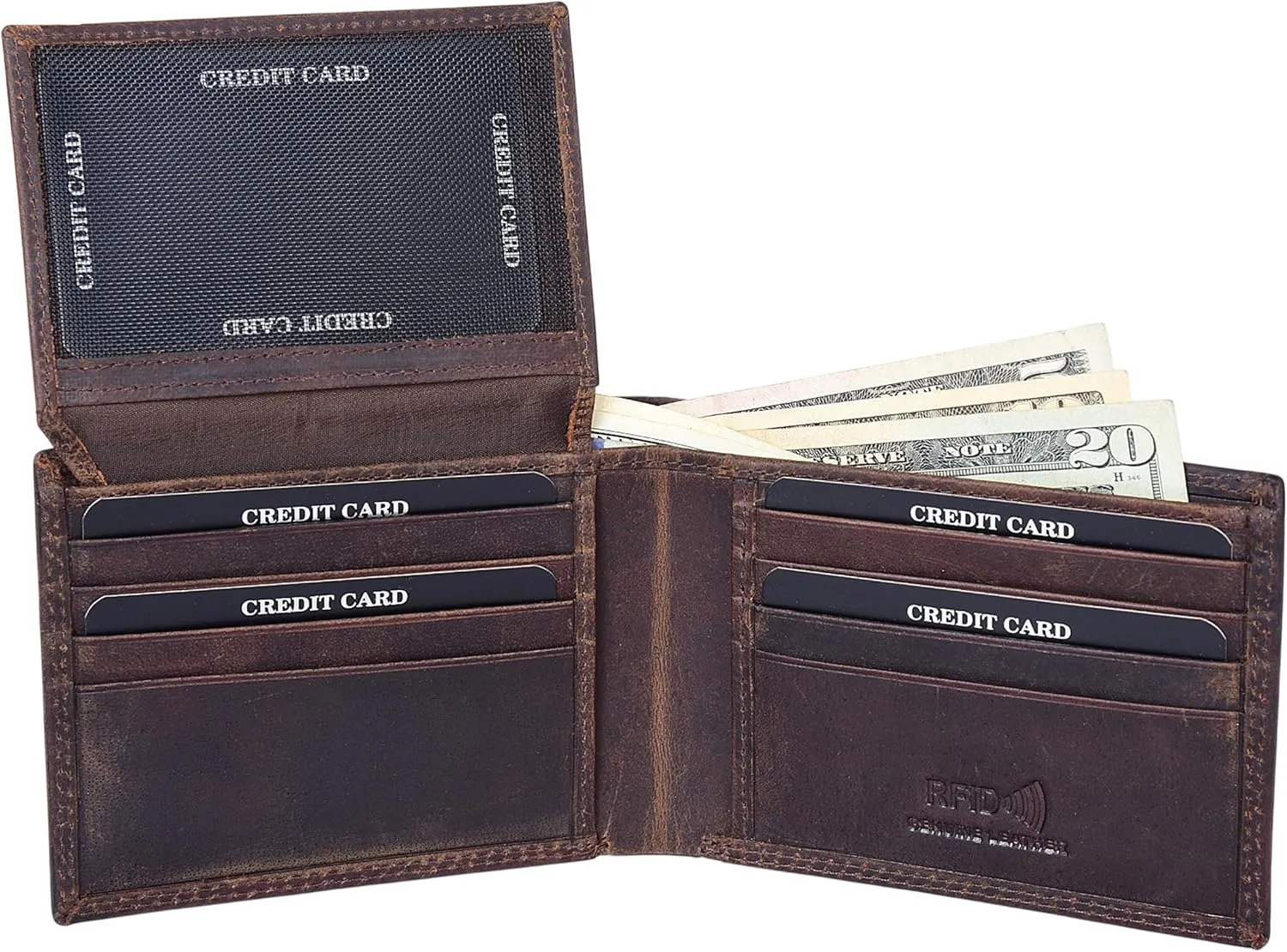 ASAD Genuine Leather Wallet for Men | Slim, Stylish, and Durable Genuine Leather Double Stitched RFID Blocking Bifold Stylish | Bifold Wallet With 8 Card Slot | Gift for Him | Crazy horse