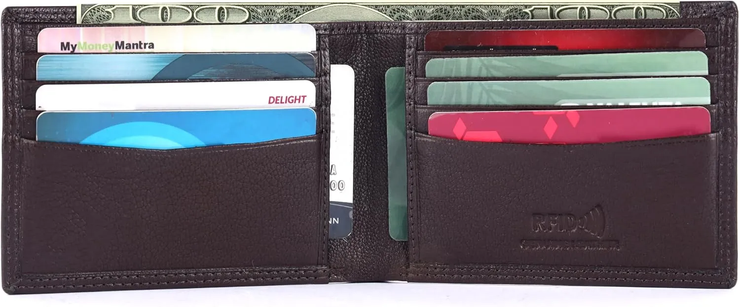 ASAD Genuine Leather Wallet for Men | Slim, Stylish, Genuine Leather Double Stitched RFID Blocking Bifold Stylish | Bifold Wallet With 8 Card Slot | Gift for Him | Brown
