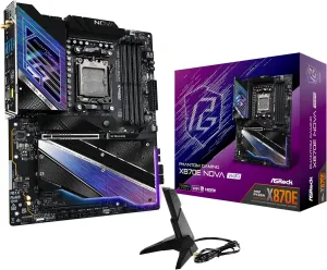 ASRock Phantom Gaming X870E Nova WiFi Socket AM5 AMD Ryzen X870 DDR5 DIMMs 8200 MHz 256 GB ATX Motherboard USB4