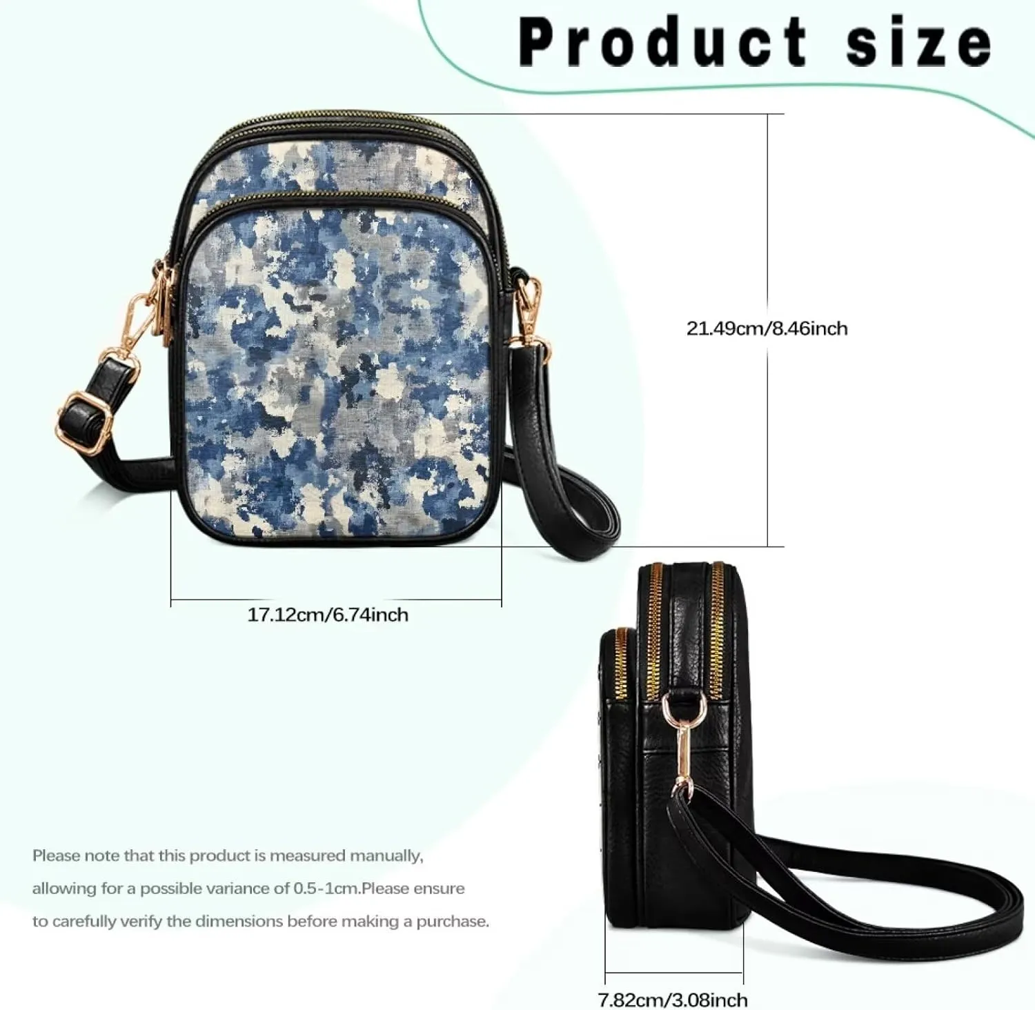 Attractive Print Womens Crossbody Bag with Strap Pockets Zipper for Travel Everyday Use