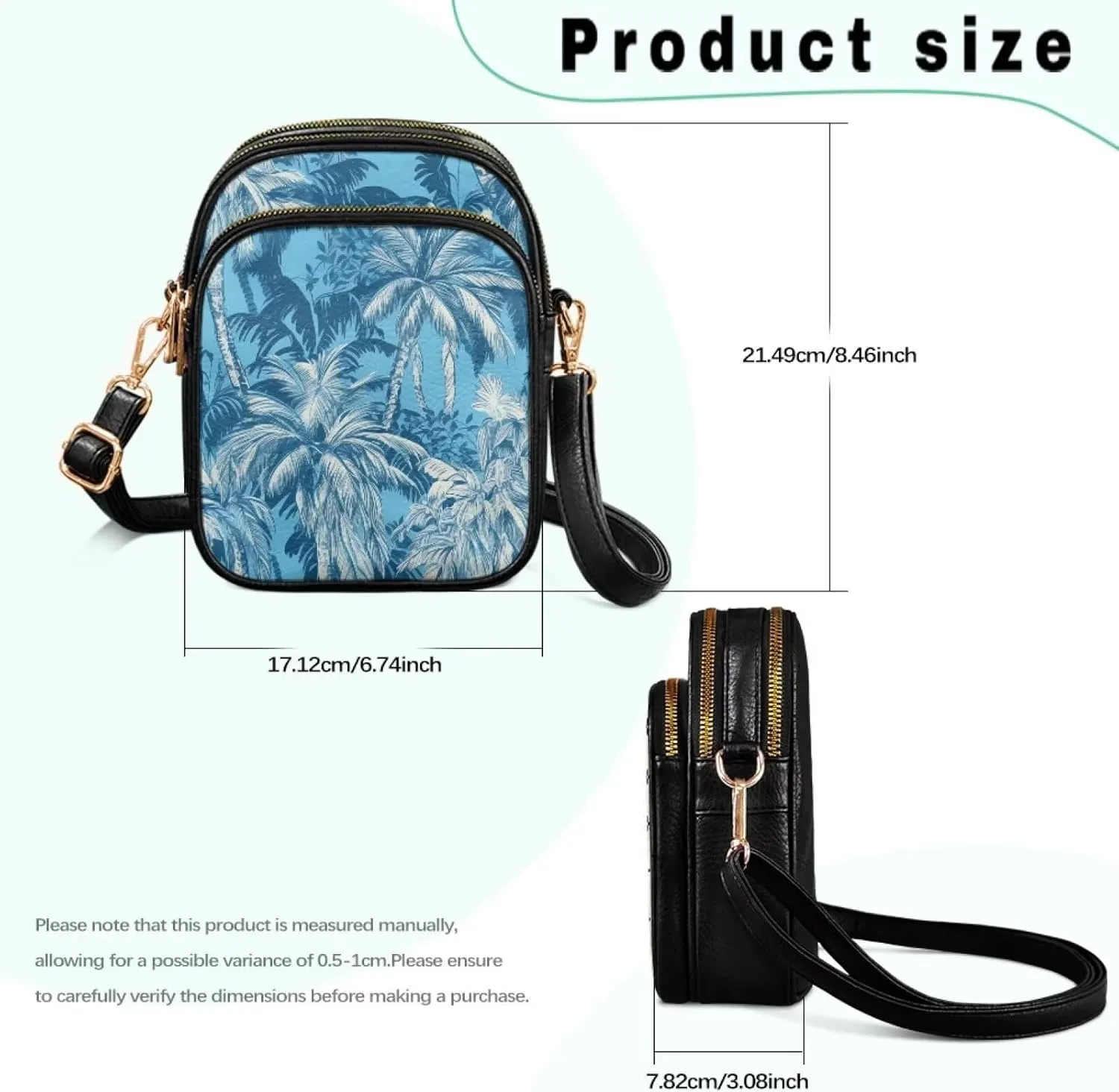 Attractive Print Womens Crossbody Bag with Strap Pockets Zipper for Travel Everyday Use