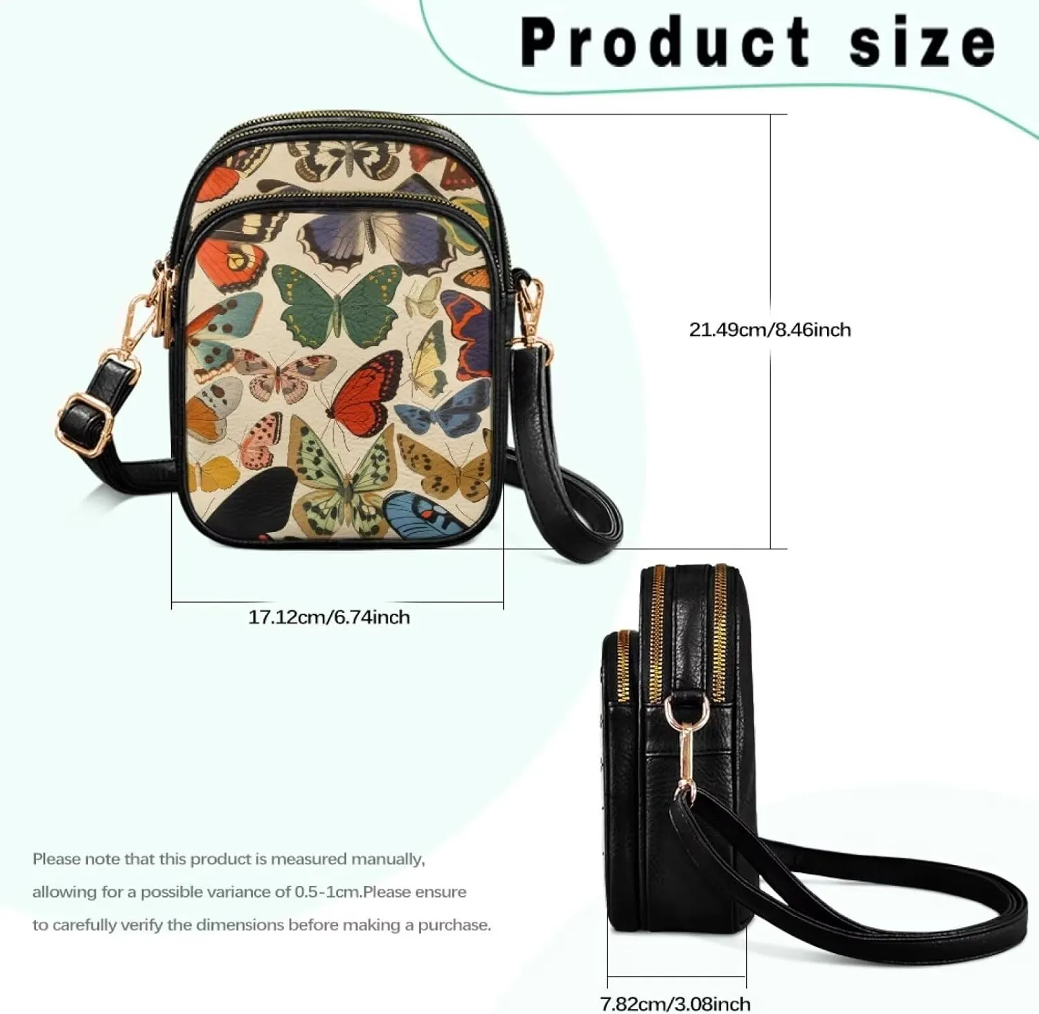 Attractive Print Womens Crossbody Bag with Strap Pockets Zipper for Travel Everyday Use