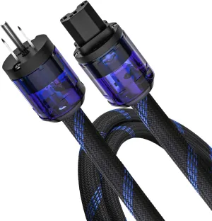 Audiocrast HiFi Power Cable, 6.6FT/2M, φ17mm, Hi-End Amplifier Power Cord, Audiophile Braided Sleeve AC Power Wire Copper Shielding Conductor Audio Mains Cord with US Plug IEC C15 Connector