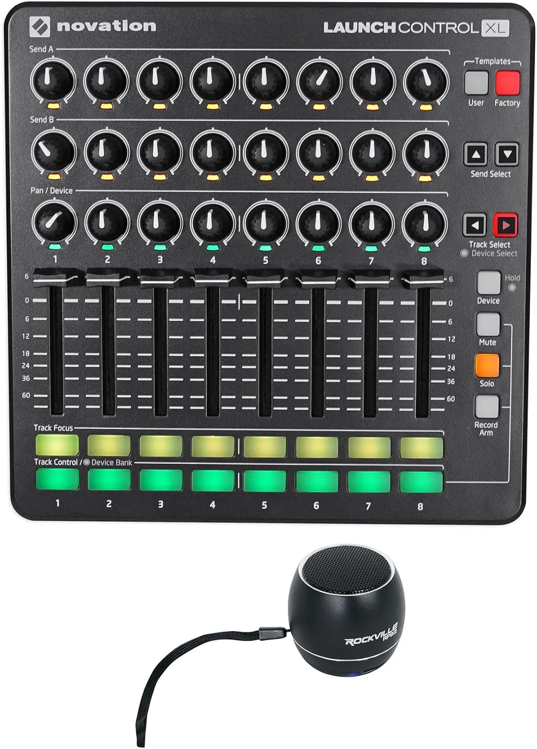 Audiosavings Bundle: Novation Launch Control XL MIDI USB Ableton Live Controller w/HUI Integration Bundle with Rockville RPB2-BLACK Handheld Wireless Portable Bluetooth Speaker Great Sound (2 Items)