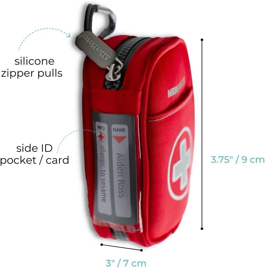 Auvi Q Case, Travel Medical Bag – Small Medication Organizer Insulated Medicine Bag “Rory Red Mini Medic Pouch: Asthma Inhaler Case for (Small EpiPens), Allergy Meds, Nasal Sprays or More
