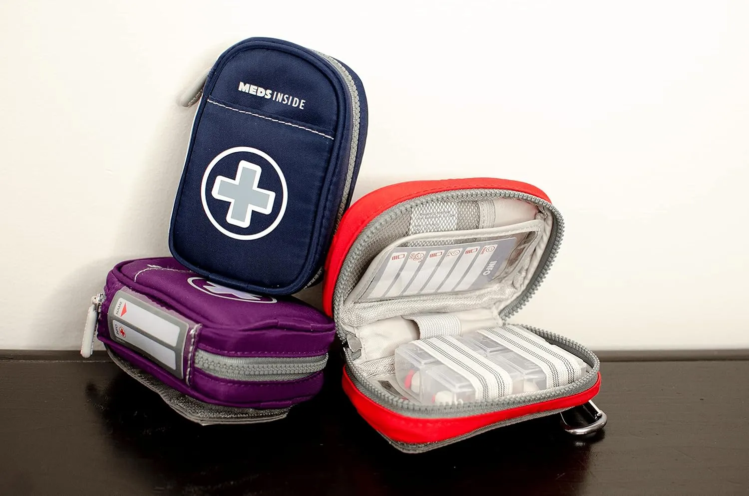 Auvi Q Case, Travel Medical Bag – Small Medication Organizer Insulated Medicine Bag “Rory Red Mini Medic Pouch: Asthma Inhaler Case for (Small EpiPens), Allergy Meds, Nasal Sprays or More