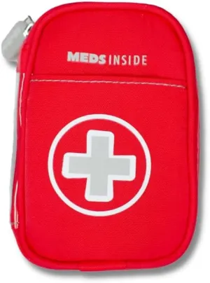 Auvi Q Case, Travel Medical Bag – Small Medication Organizer Insulated Medicine Bag “Rory Red Mini Medic Pouch: Asthma Inhaler Case for (Small EpiPens), Allergy Meds, Nasal Sprays or More