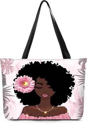 AZPSRT Tote Bag for Women African American Shoulder Handbag Large Capacity Work Fit 15.4 Inch/17.7inch
