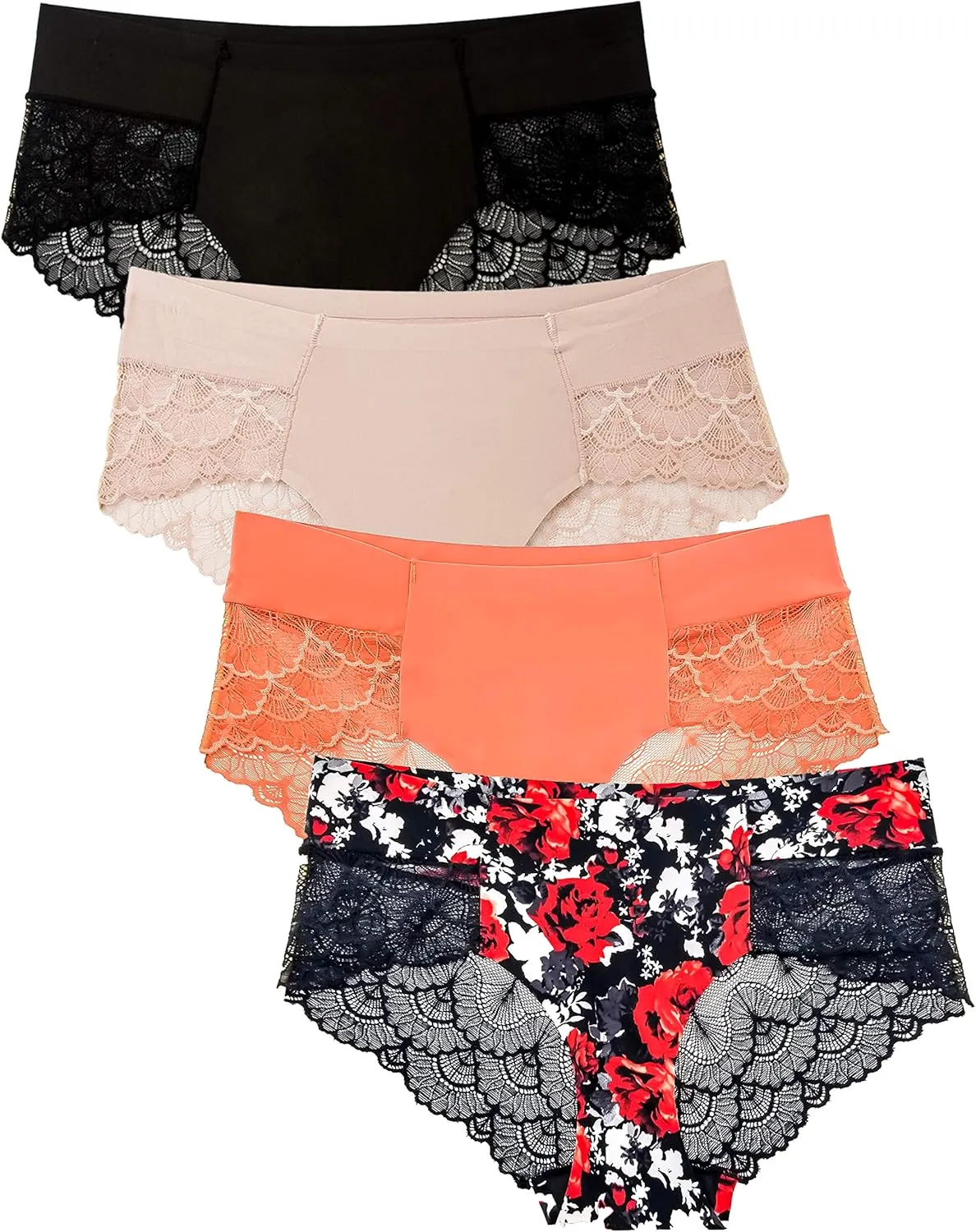 B2BODY Panties for Women Beautiful Lace Hipster Ladies Underwear Multi Pack