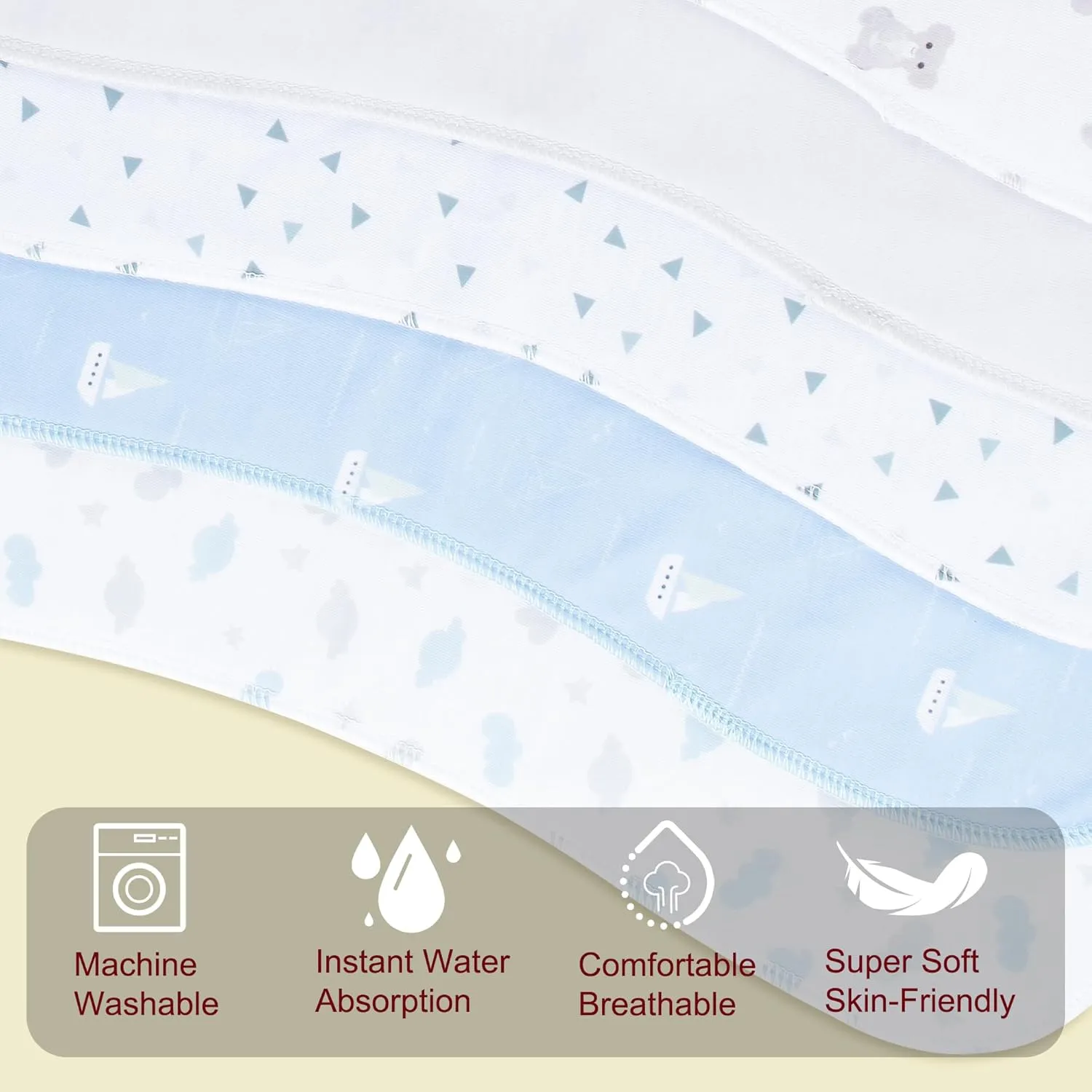 Baby Burp Cloths Large Size 3-Layers Thicken 100% Cotton Super Absorbent and Soft Baby Spit Up Burping Rags Baby Burp Cloth Set for Girls 6 Pack