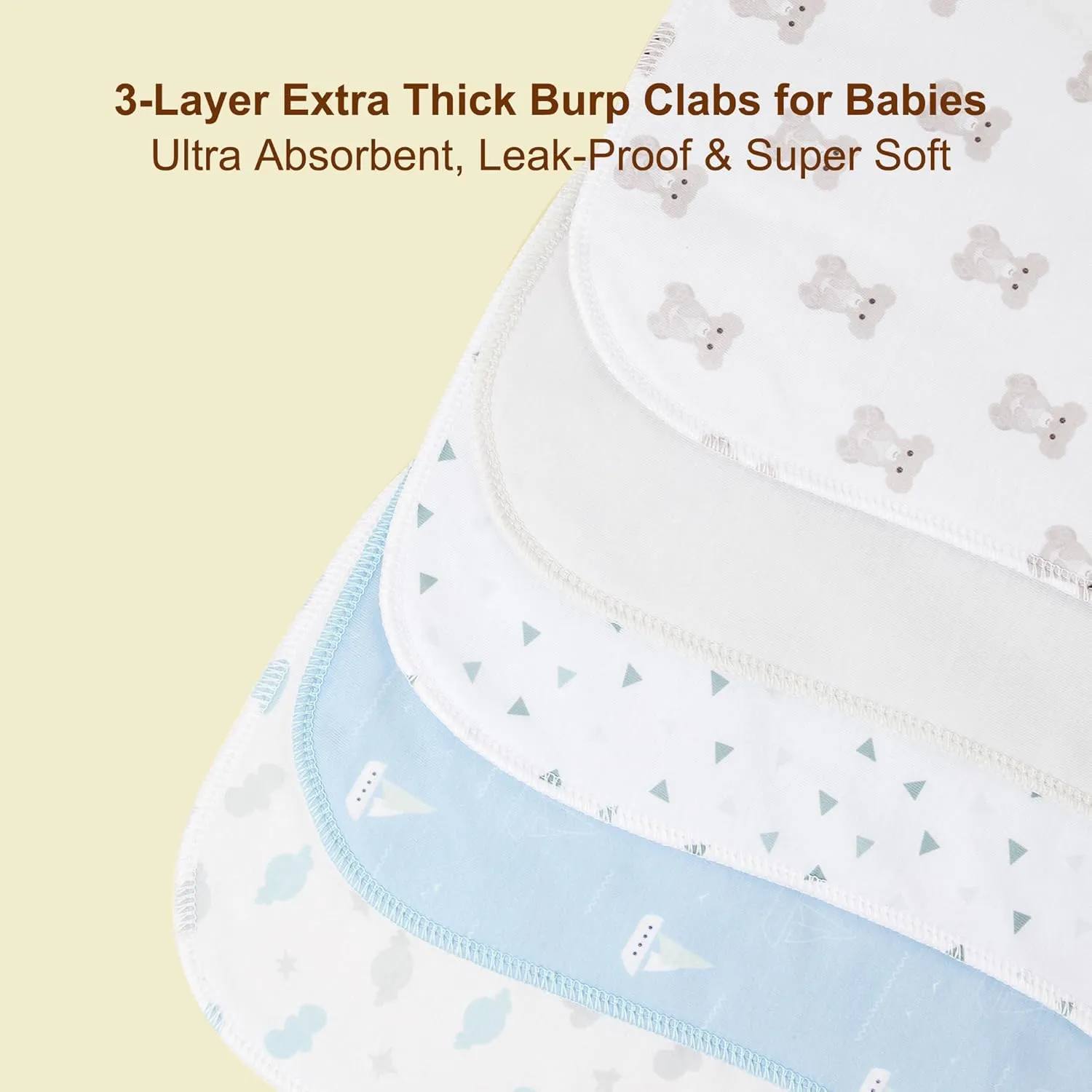 Baby Burp Cloths Large Size 3-Layers Thicken 100% Cotton Super Absorbent and Soft Baby Spit Up Burping Rags Baby Burp Cloth Set for Girls 6 Pack