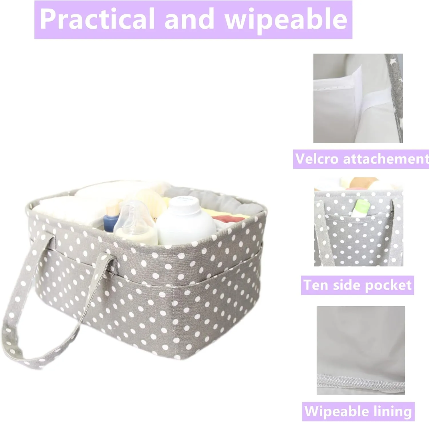 Baby Diaper Caddy Large Collapsible Nursery Organizer Storage Basket for Boy Girl Portable Holder Tote Bag for Changing Table Car Travel Registry Newborn Essentials Must Have Items
