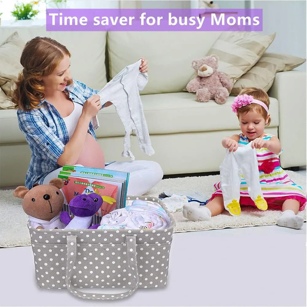 Baby Diaper Caddy Large Collapsible Nursery Organizer Storage Basket for Boy Girl Portable Holder Tote Bag for Changing Table Car Travel Registry Newborn Essentials Must Have Items