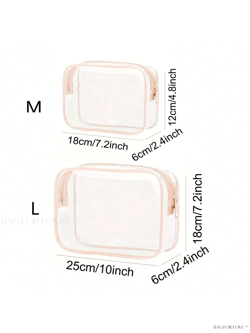 BagForLove - Pink Quart-Sized Travel Toiletry Organizer