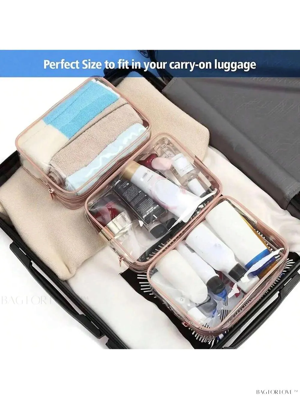 BagForLove - Pink Quart-Sized Travel Toiletry Organizer