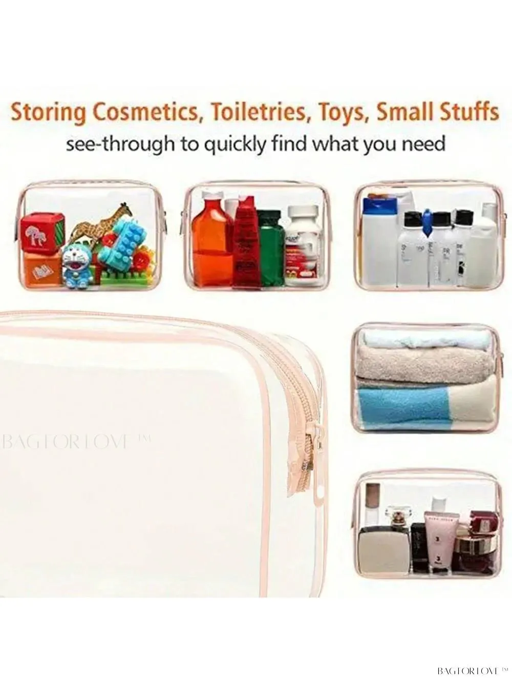 BagForLove - Pink Quart-Sized Travel Toiletry Organizer