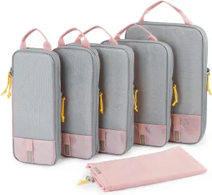 BAGSMART Large Toiletry Bag with 6 Pcs Packing Cubes, Pink