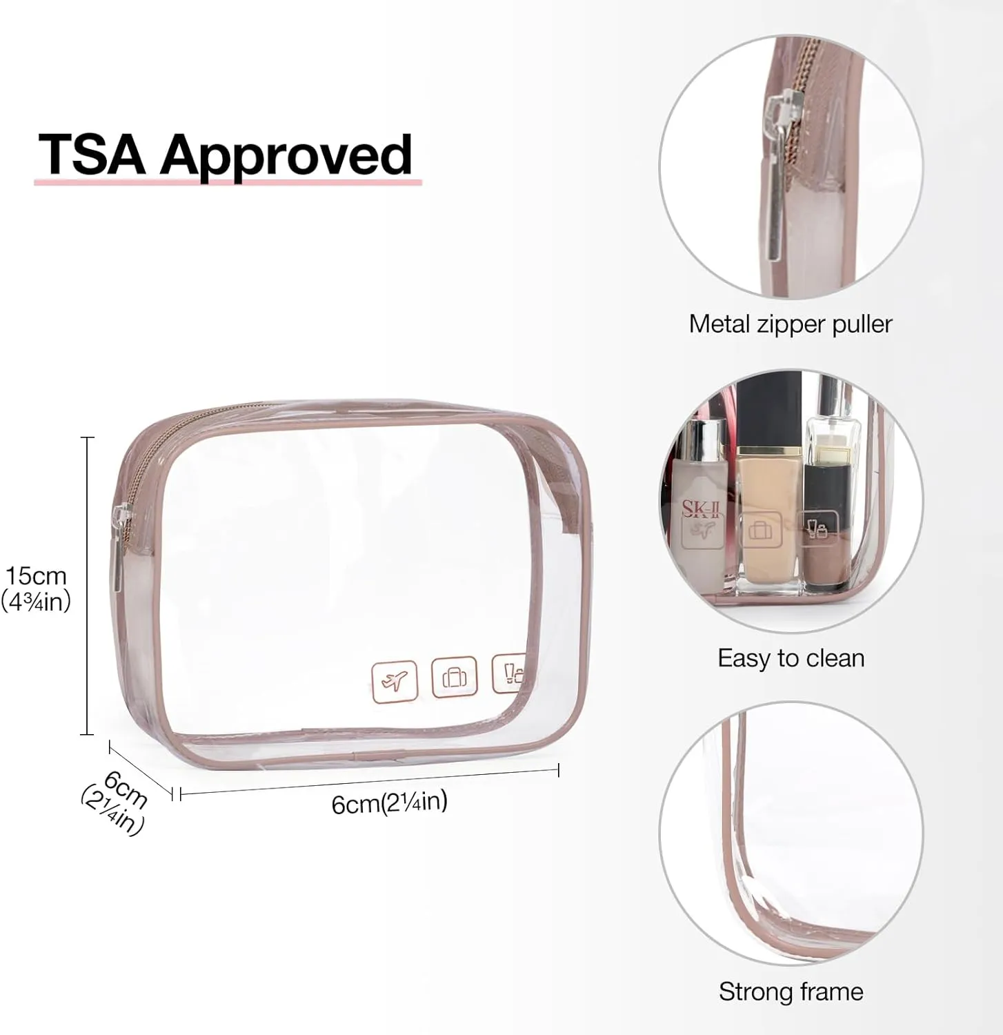 BAGSMART Toiletry Bag Hanging Travel Makeup Organizer with TSA Approved Transparent Cosmetic Bag Makeup Bag for Full Sized Toiletries, Large-Dark Purple