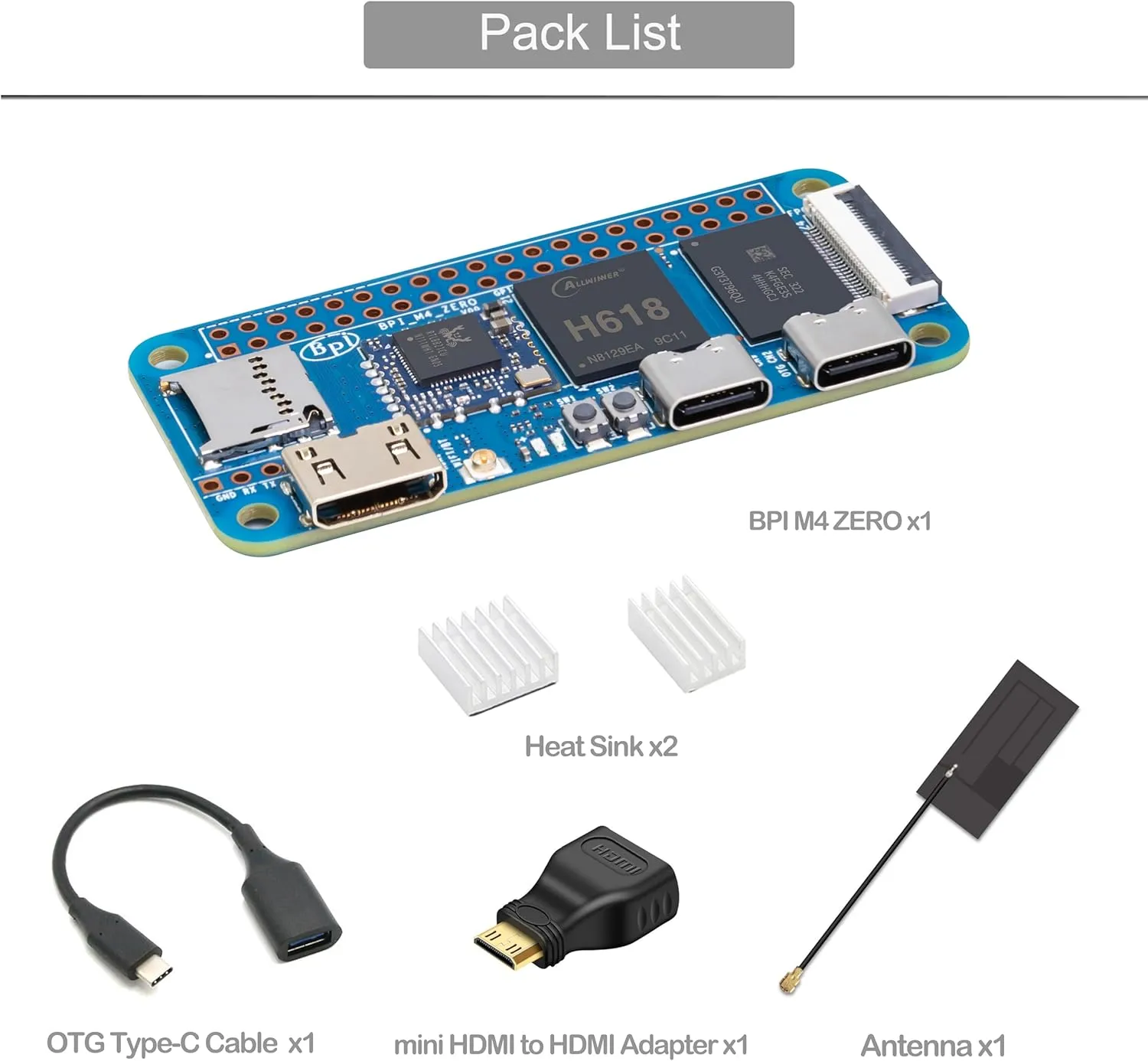 Banana Pi BPI M4 Zero Allwinner H618 Linux Single Board Computer, Wireless Dual-Band Development Board, LPDDR4 4GB RAM 32GB eMMC, ARM Mali G31 GPU for IoT Programming, Support Debian Ubuntu (Bundle3)