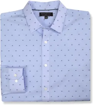 Banana Republic Mens 358865 Standard Fit All Cotton Non Iron Button Down Oxford Shirt (Basic Blue Geo, Large)