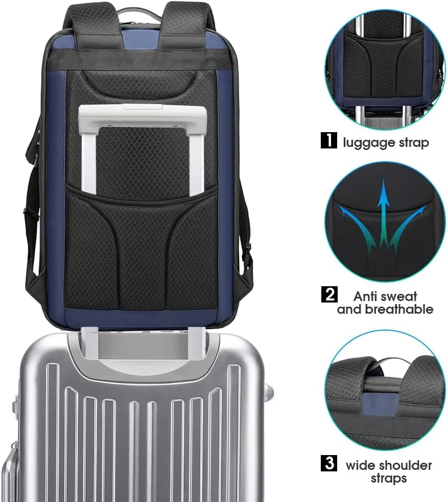 BANGE Anti Theft Business Backpack Fits 15.6 Inch Laptop,Lock Backpack with USB3.0 Charging Port for Office Work,Slim Laptop Backpack for Men and Women