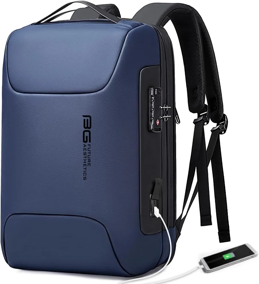 BANGE Anti Theft Business Backpack Fits 15.6 Inch Laptop,Lock Backpack with USB3.0 Charging Port for Office Work,Slim Laptop Backpack for Men and Women
